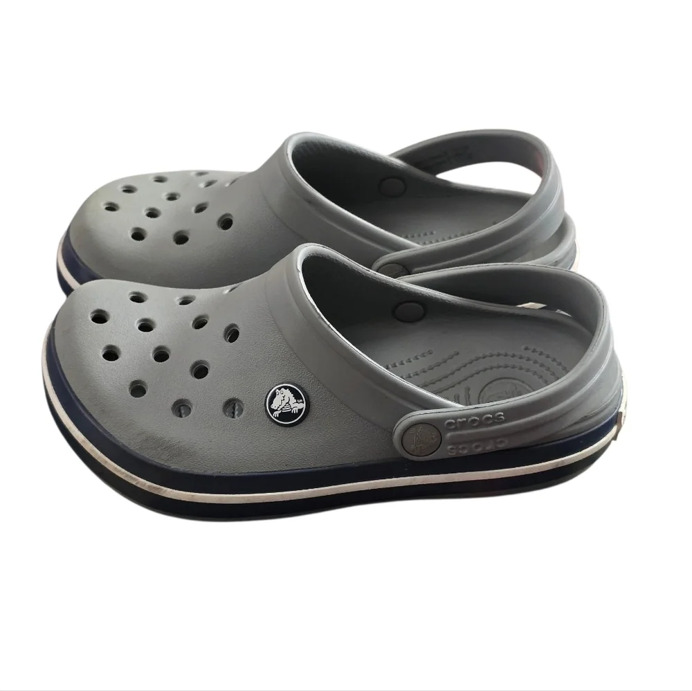 CROCS Kids Youth Gray Sandals Clogs Shoe Slip On Size 3